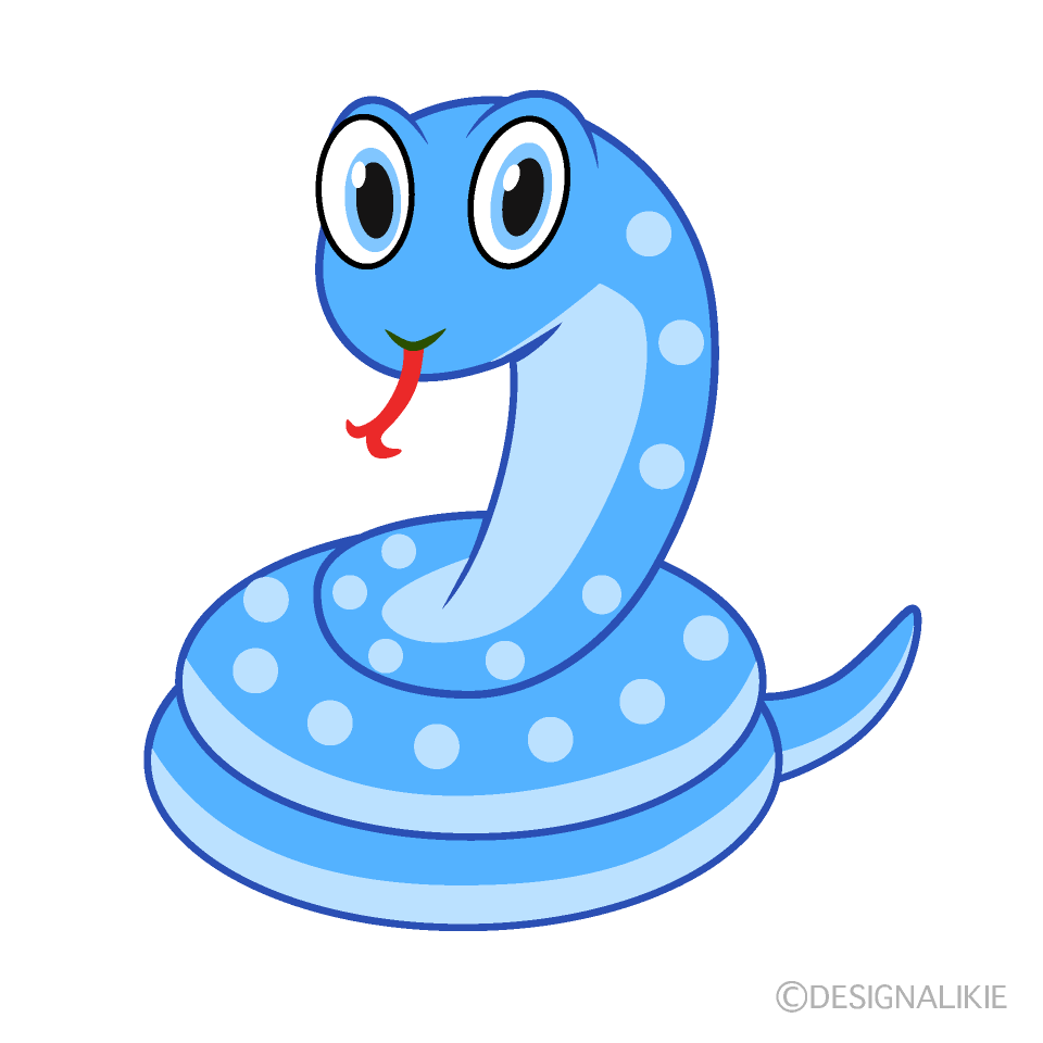 Coiled Cute Blue Snake