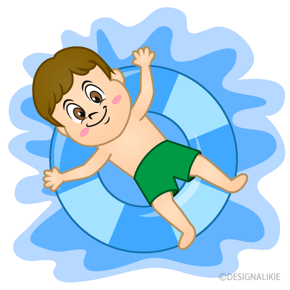 Boy Swimming with Float