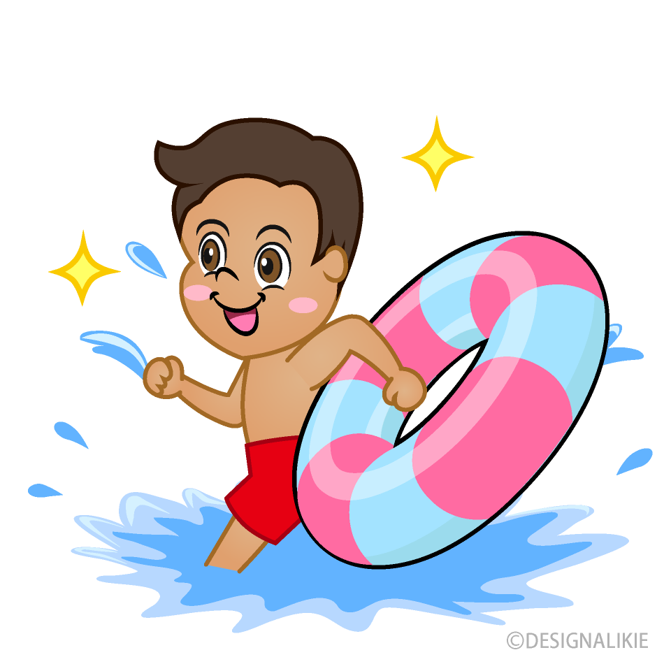 Boy Swimming with Float