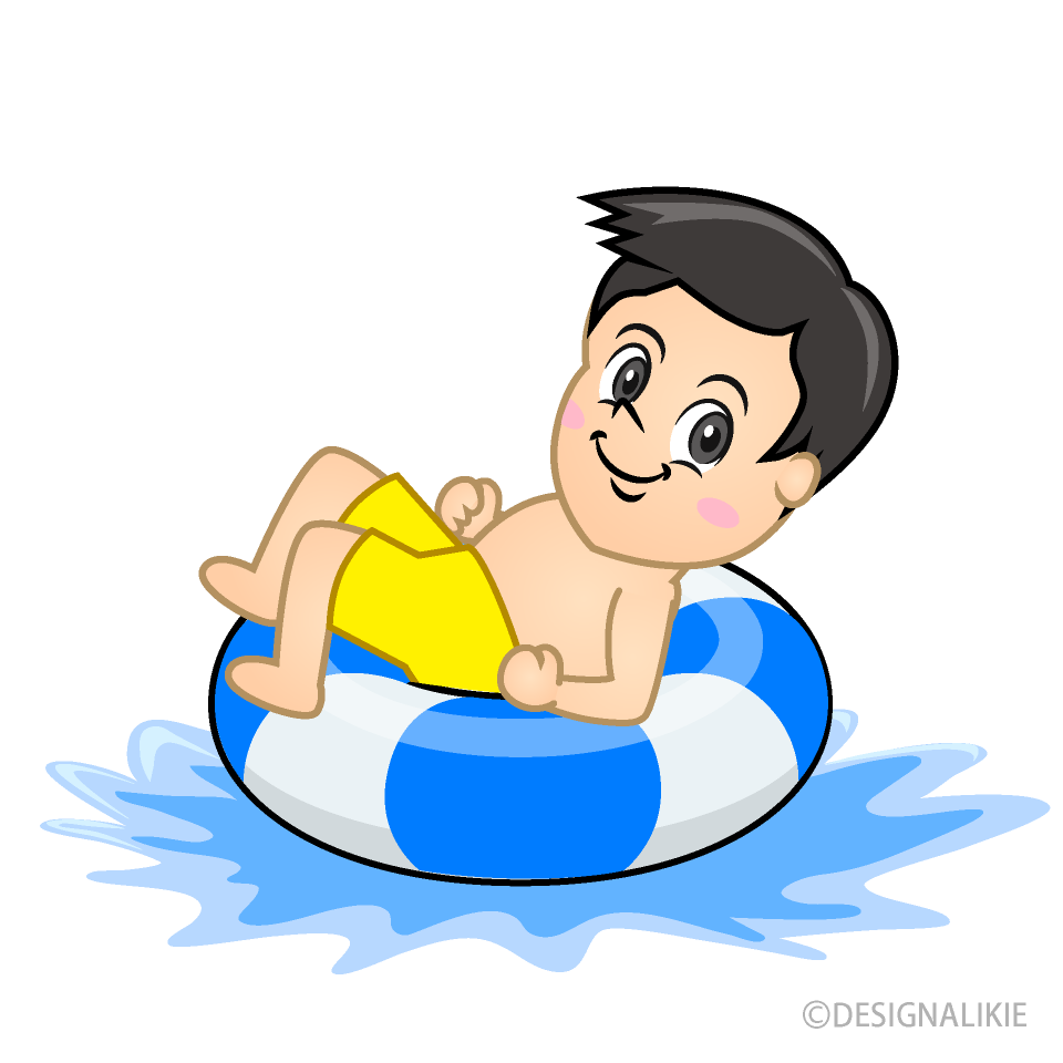 Boy Swimming with Float