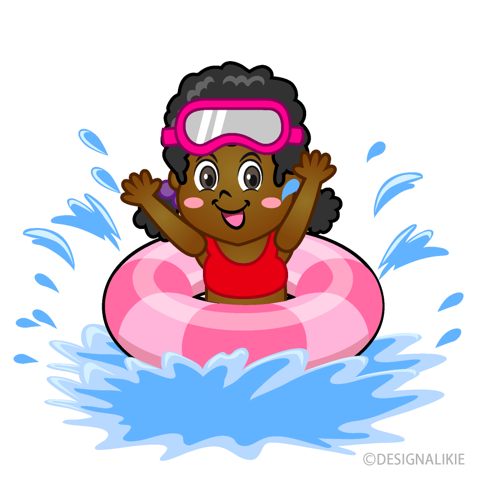 Girl Swimming with Float