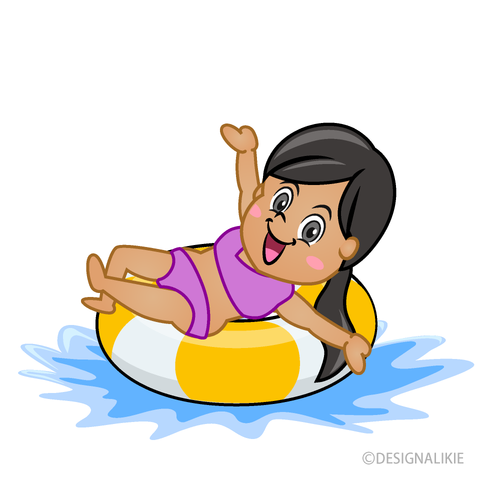 Girl Swimming with Float