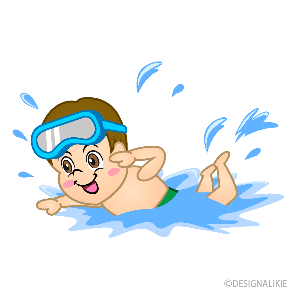 Boy Swimming in Sea