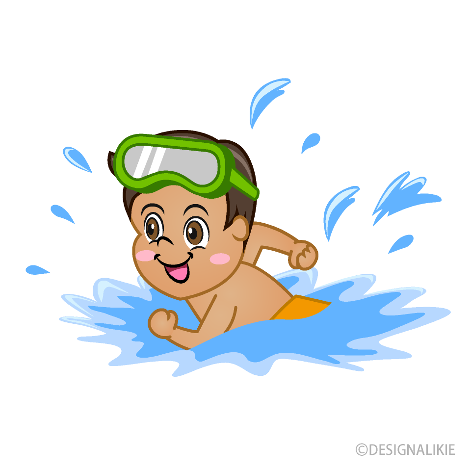 Boy Swimming in Sea