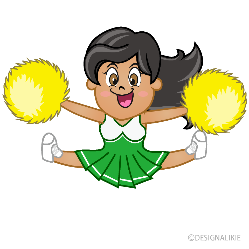 Green Cheerleader Jumping High