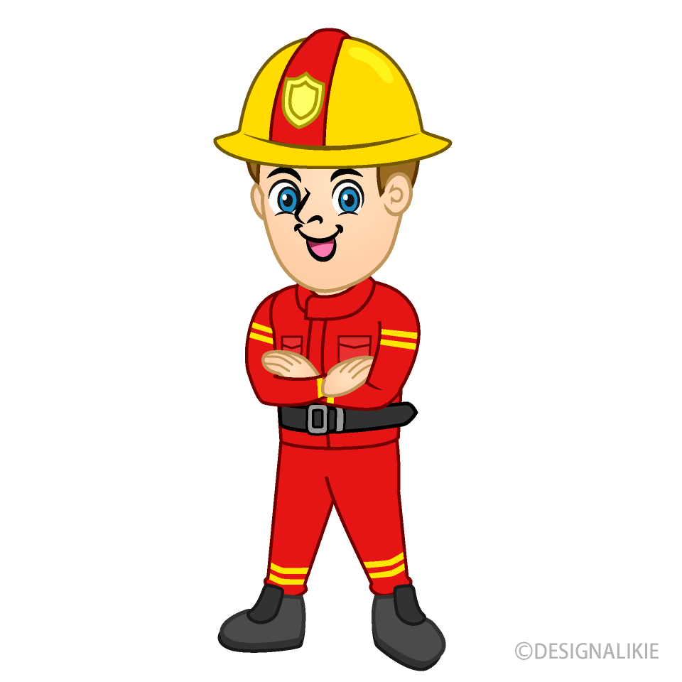 Bombero Rojo con Brazos Cruzados