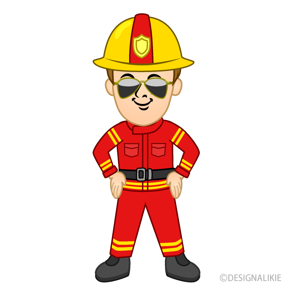 Red Firefighter with Sunglasses