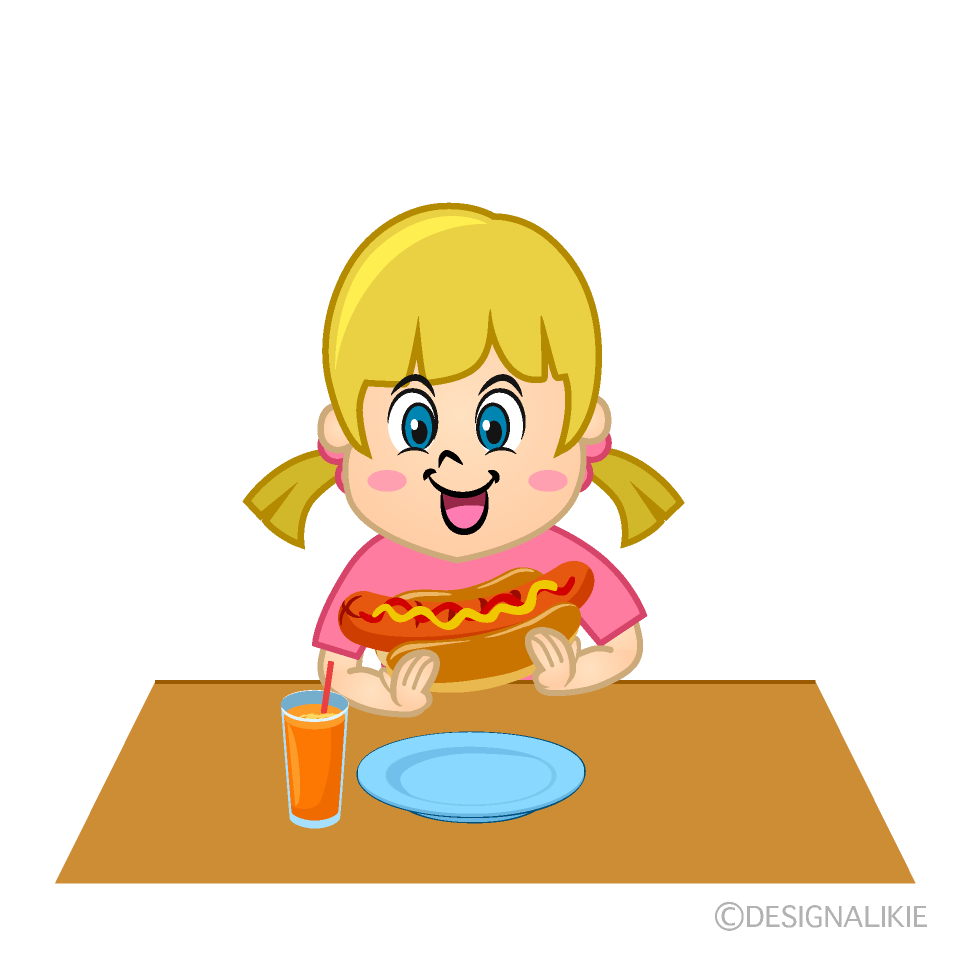 Girl Eating Hot Dog