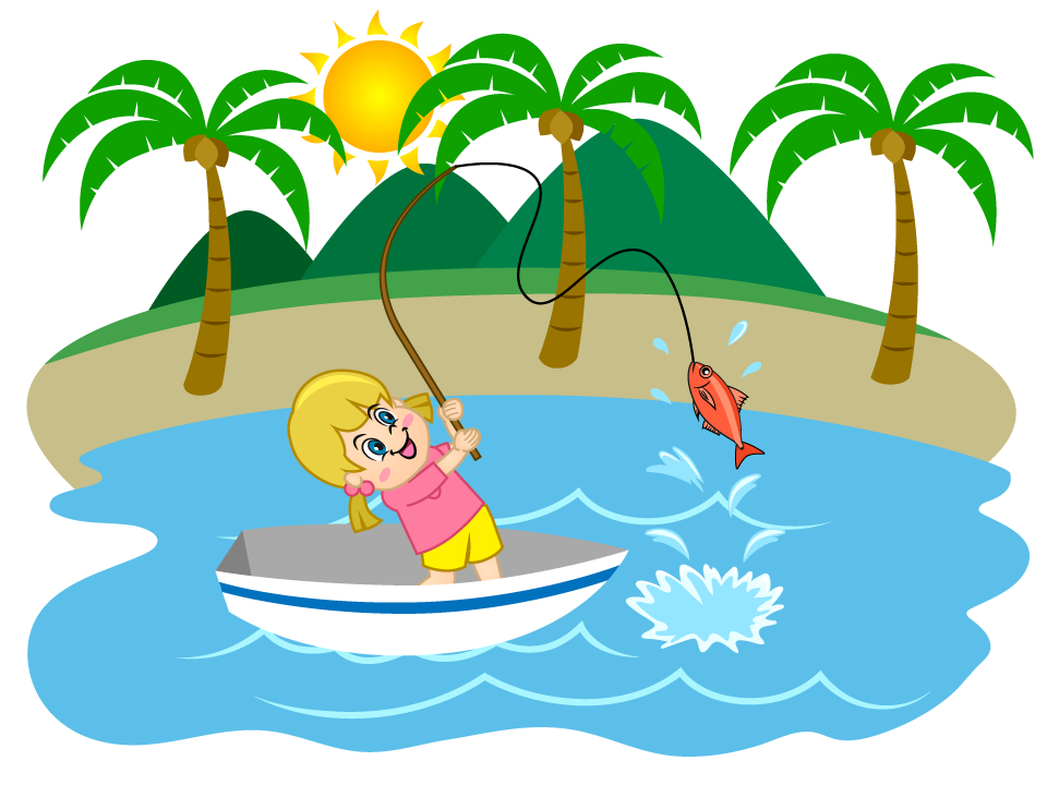 Niña Pescando en el Mar