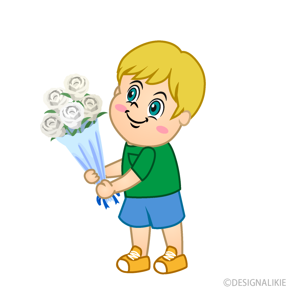 Niño Regalando Flores