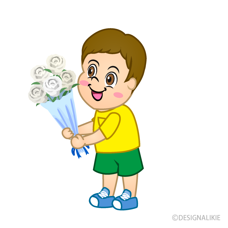 Little Boy Giving Flowers