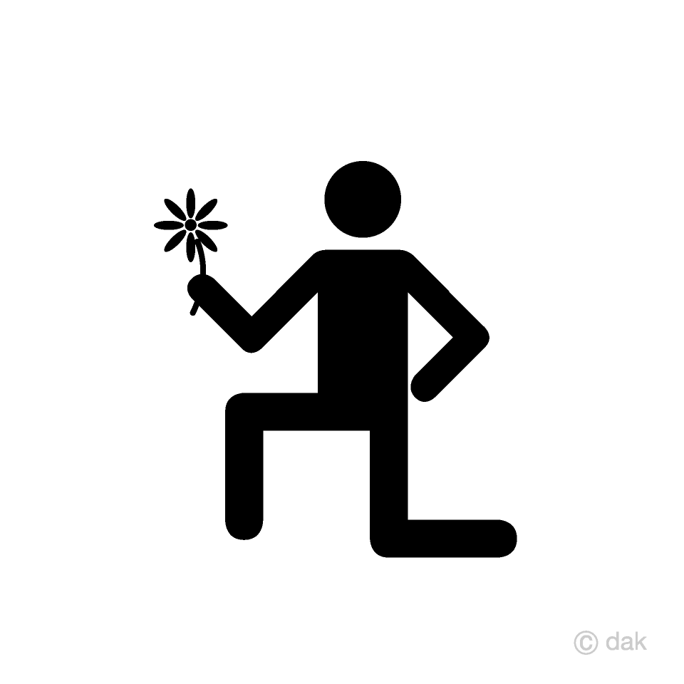 Men Giving Flower Pictogram