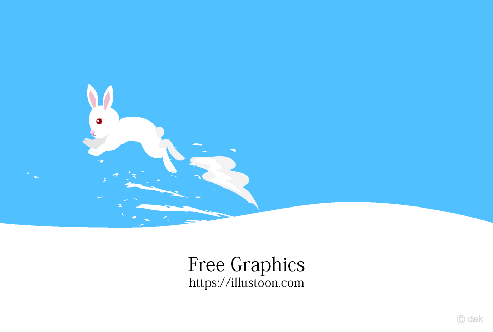 Graphic Design of white rabbit to jump on the snowy field