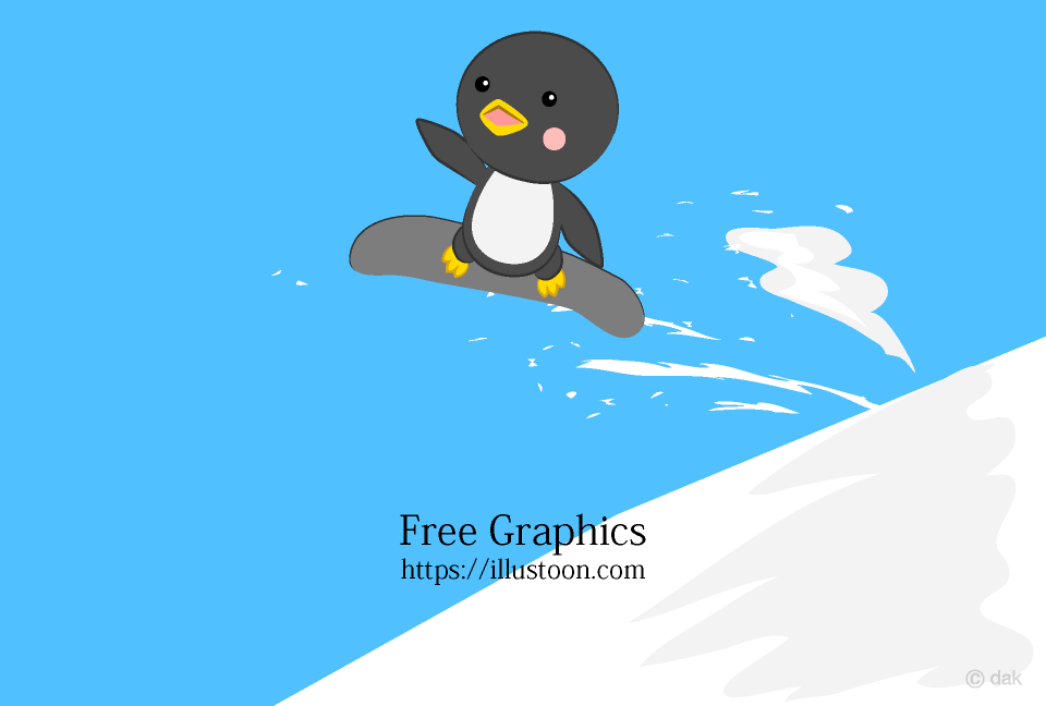 Snowboard jumping penguin