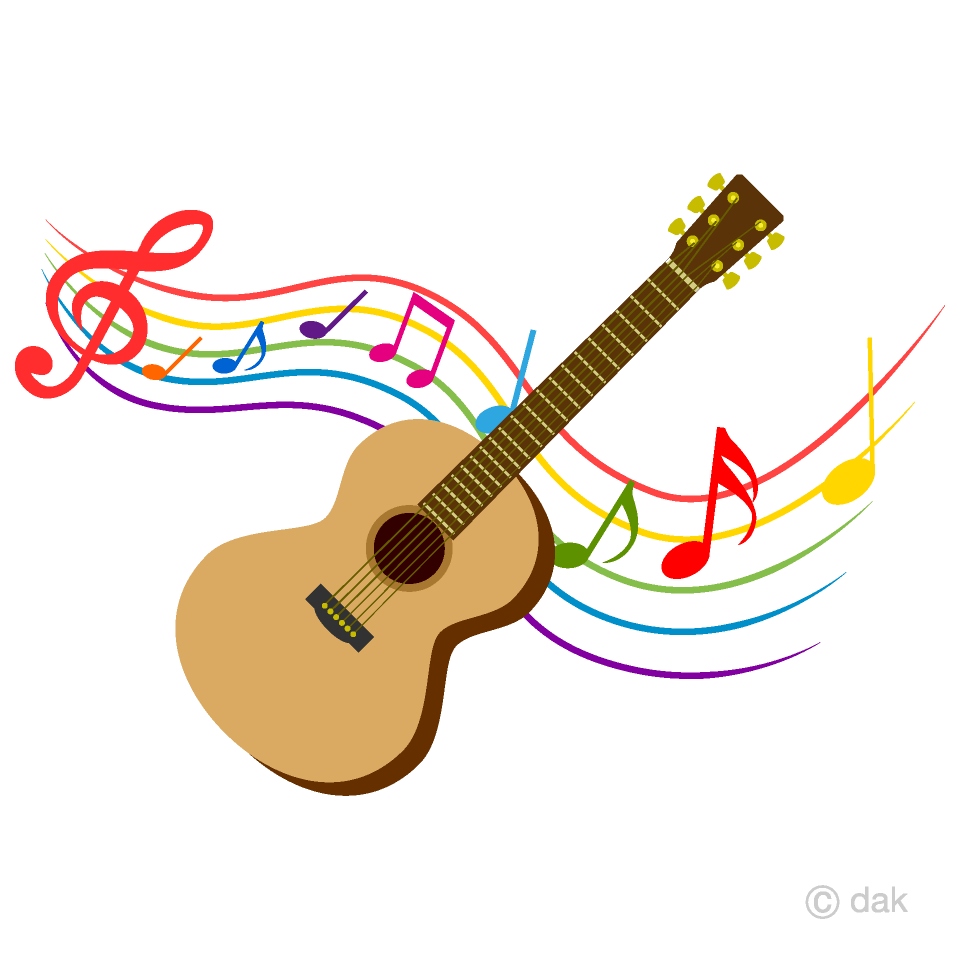 Guitar and Colorful Note Music