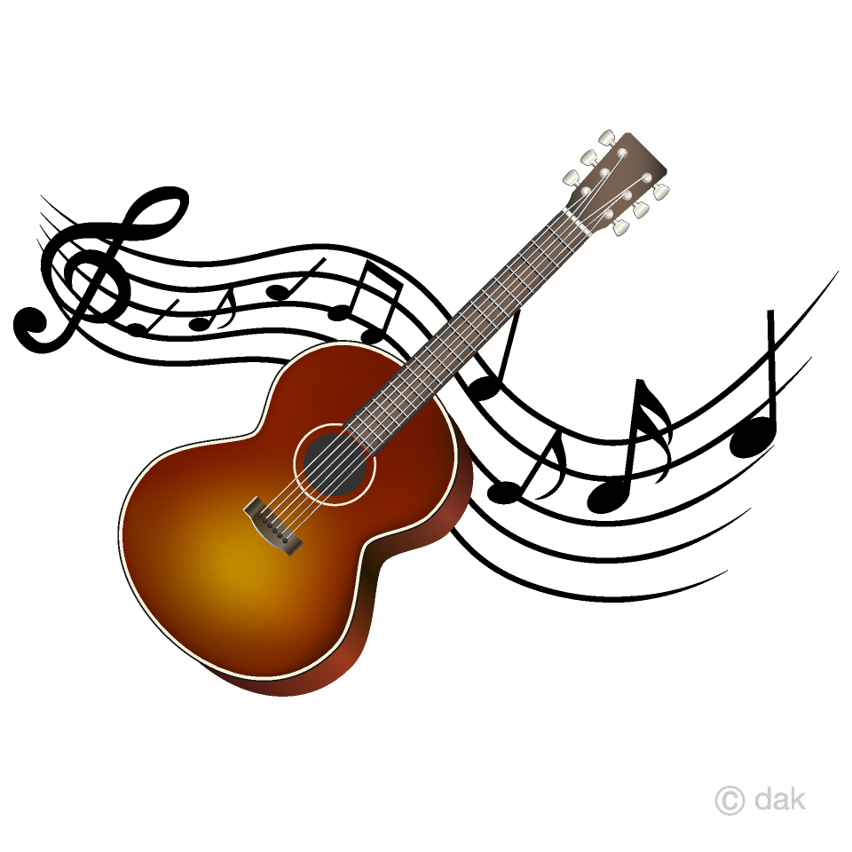 Guitar and Musical Note Waving