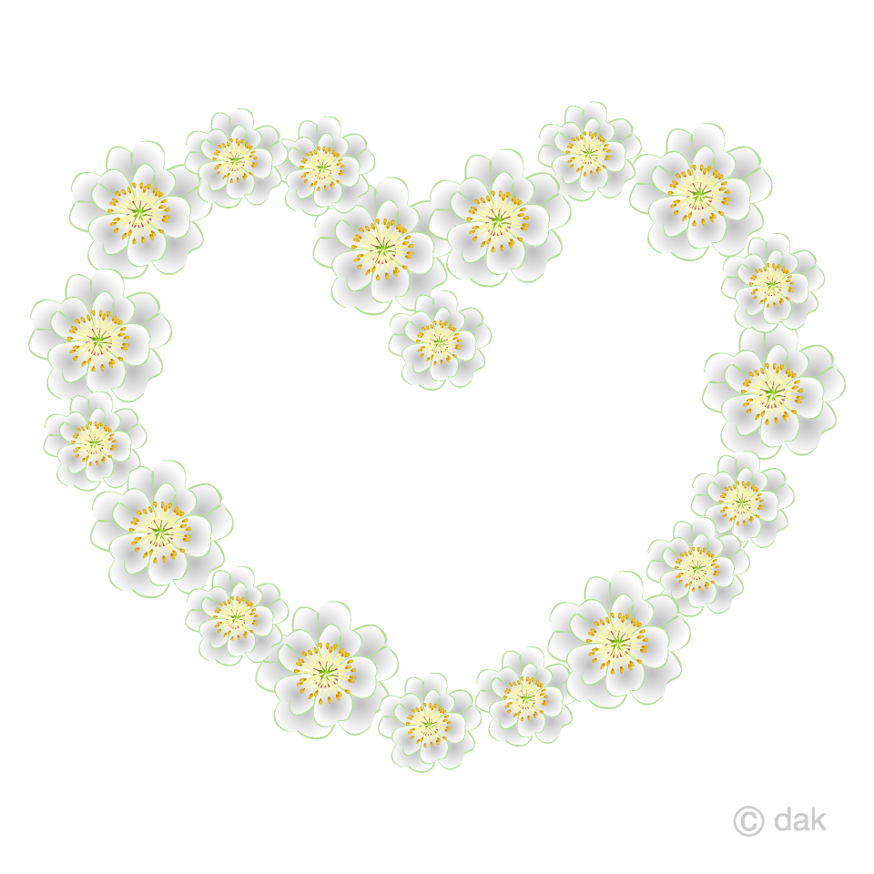 White Flower Wreath Heart