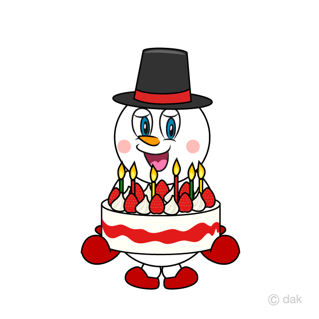 Snowman with Birthday Cake