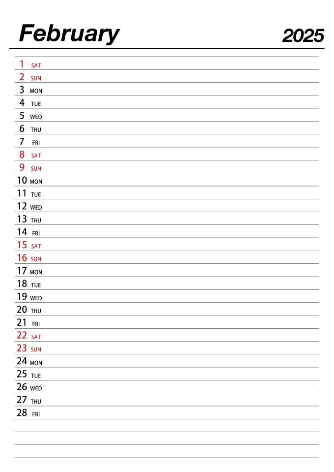 Calendario Febrero 2025