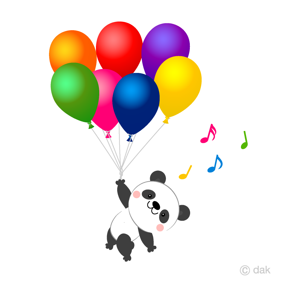 Panda flying in the balloon