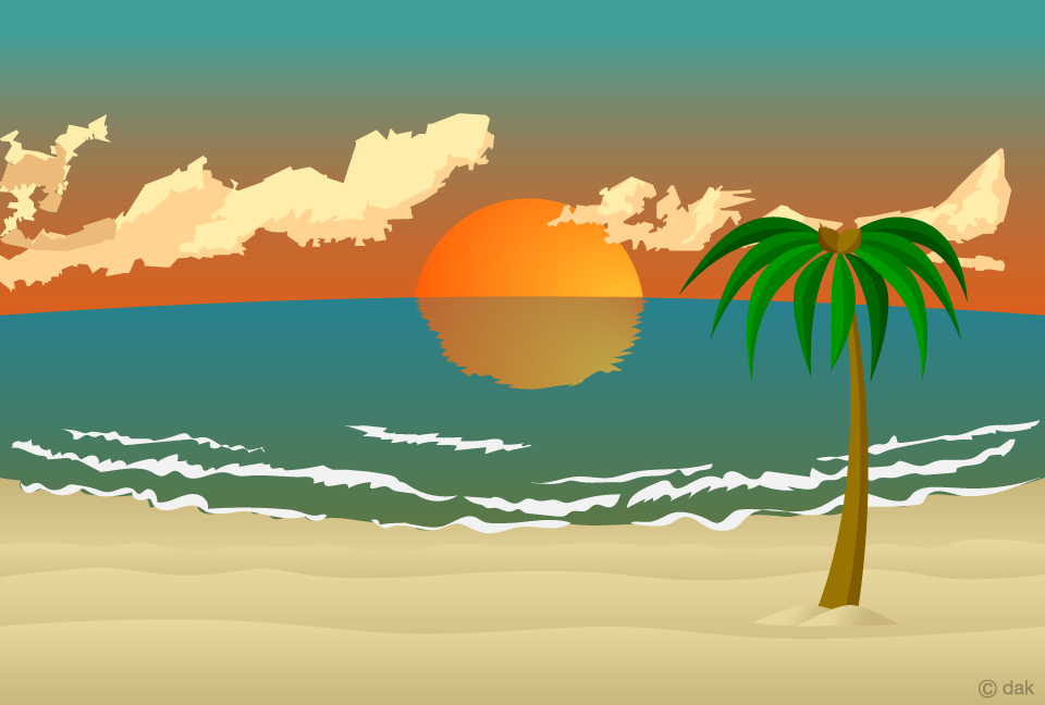 Fondo de la playa al atardecer