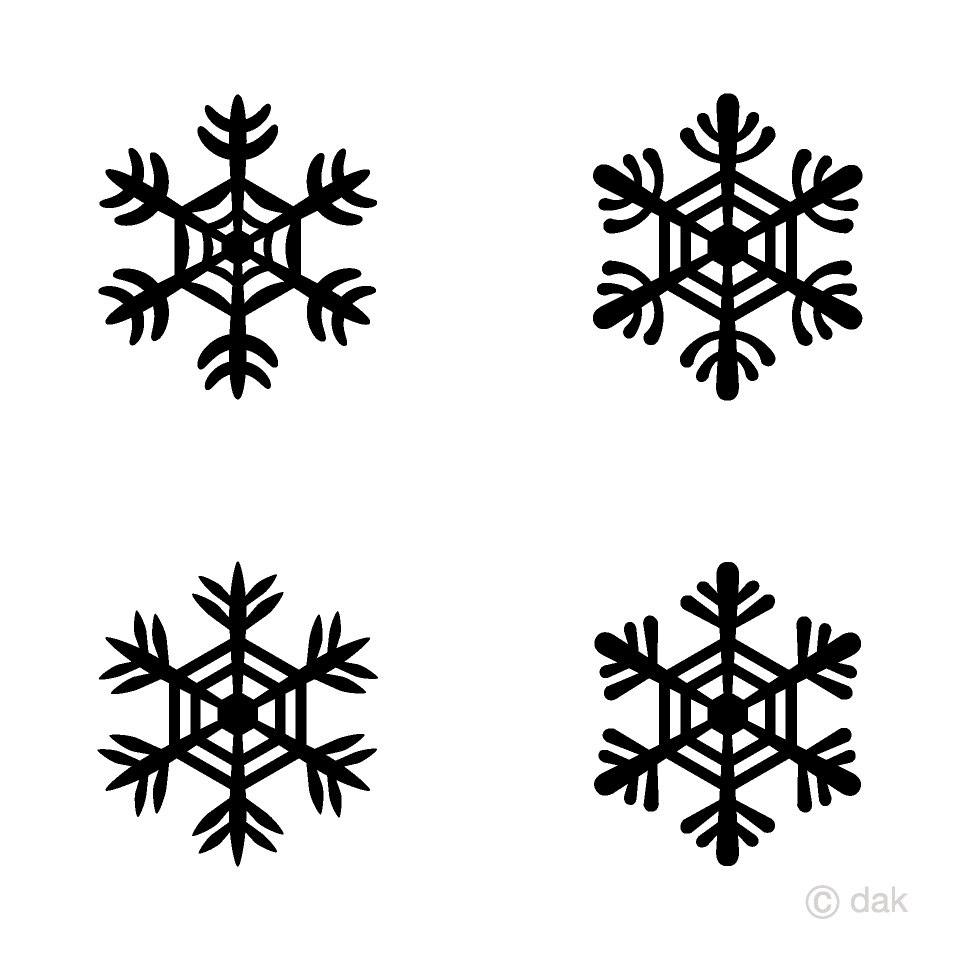 4 cute Black Snowflakes