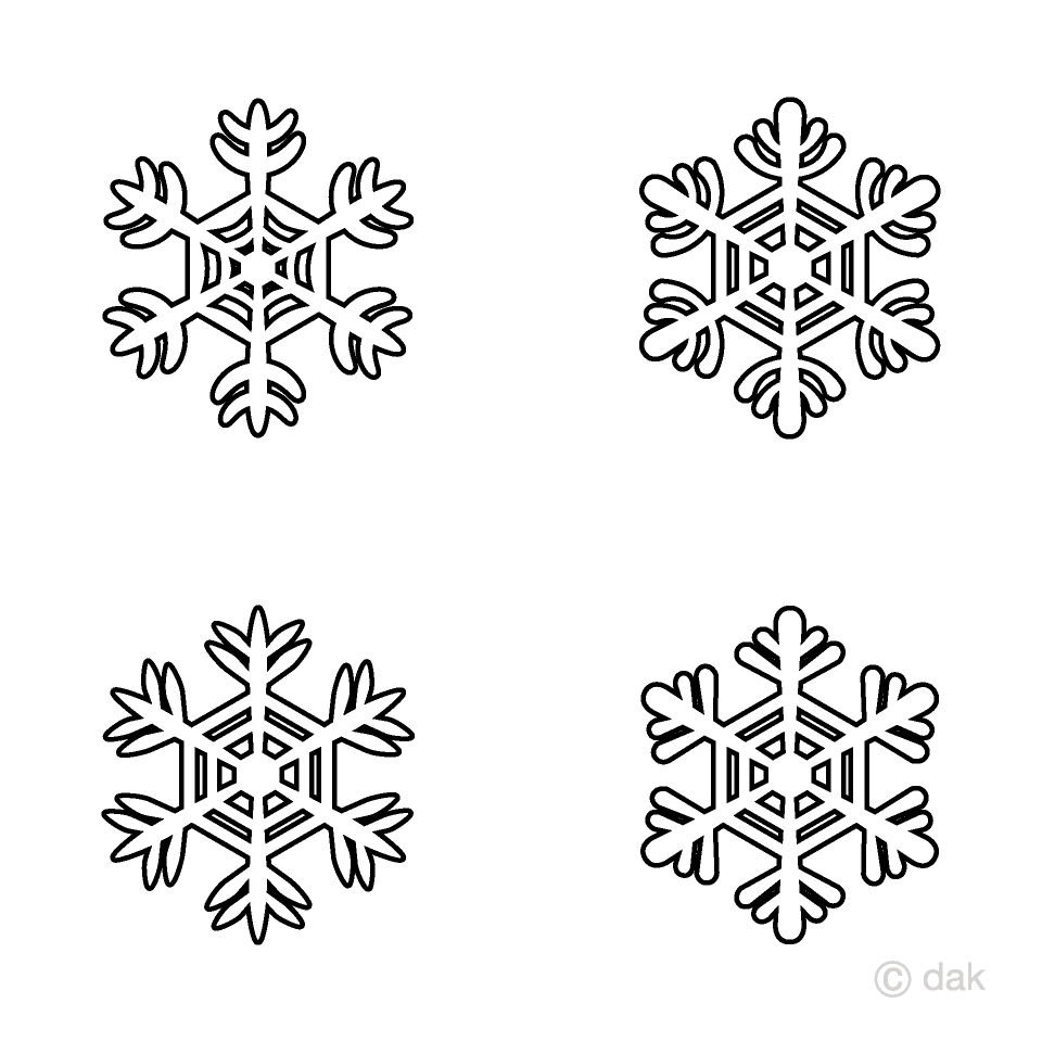 4 Cute Snowflakes Black and White