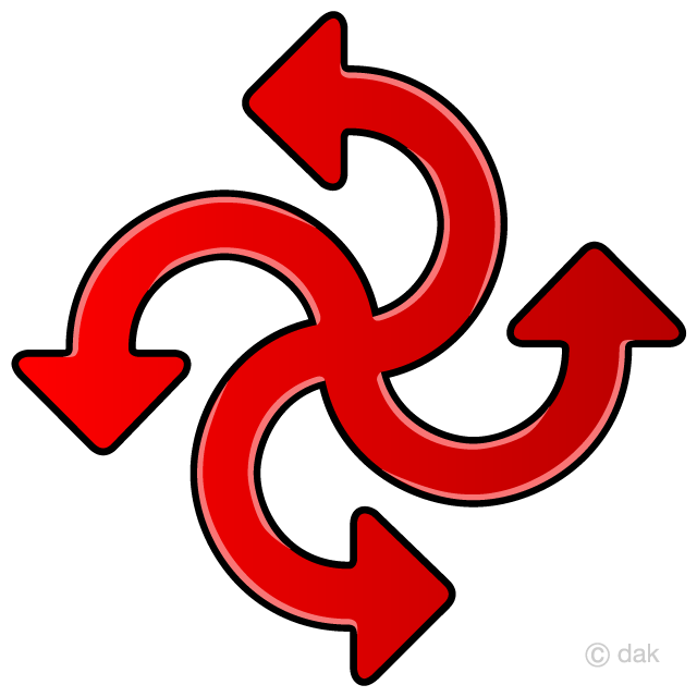 Swirl-winding red Arrow symbol