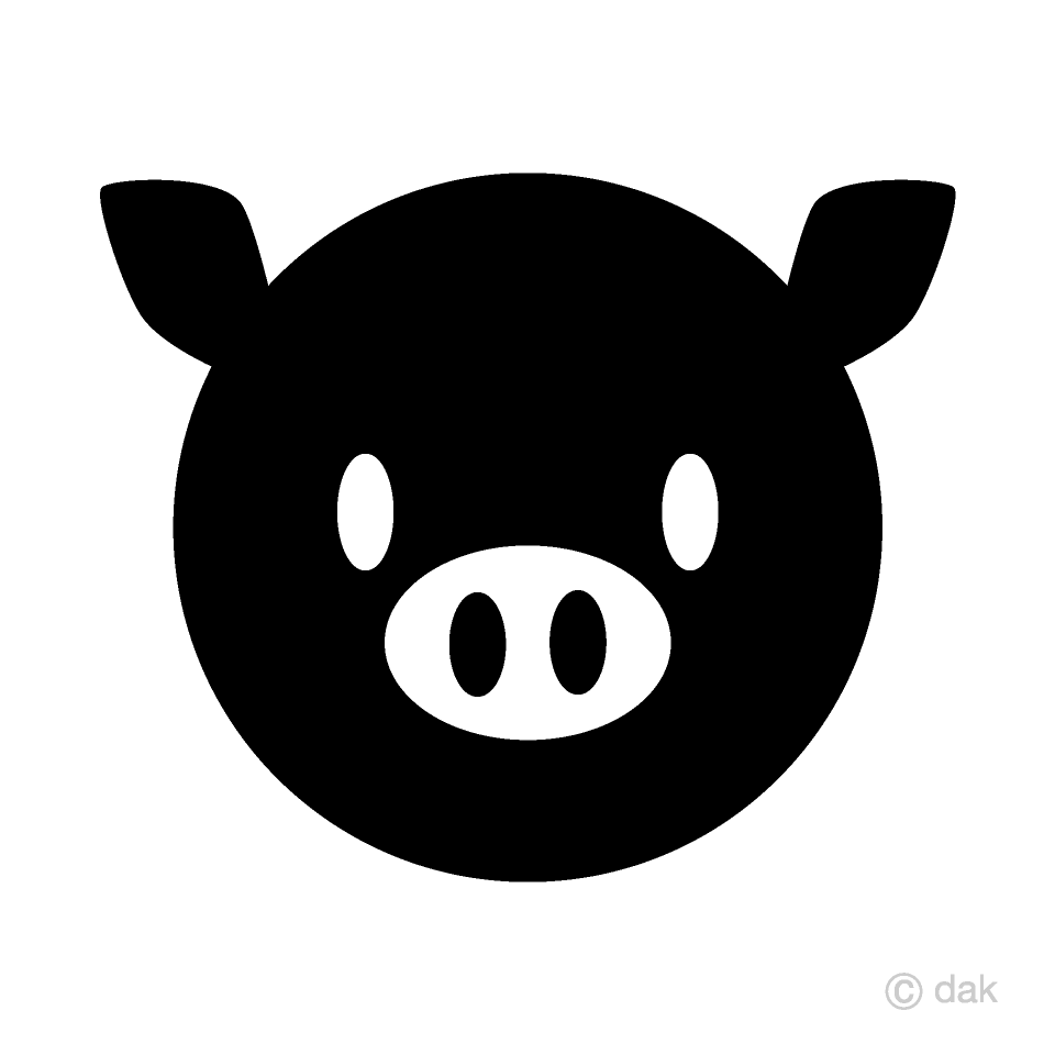 Black and White Pig Face Symbol