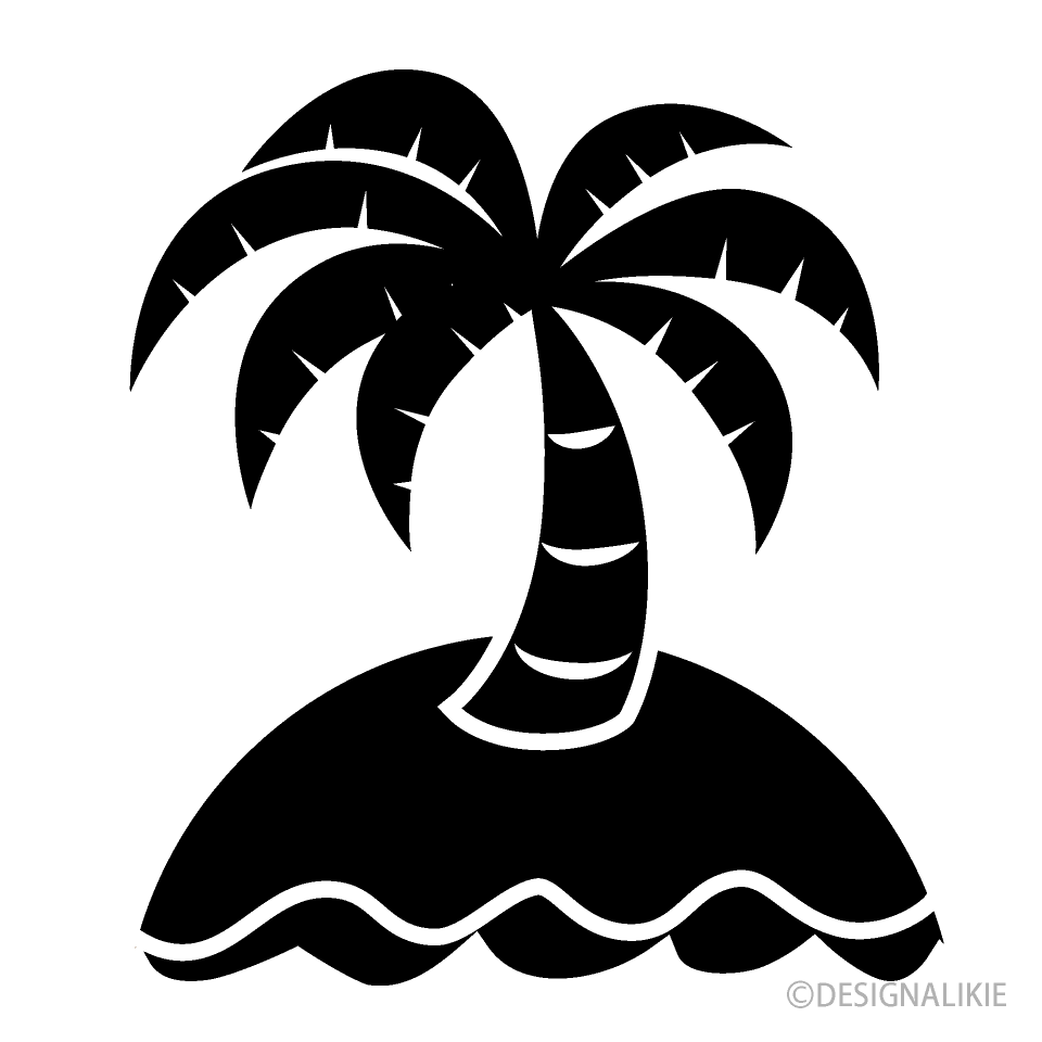 Island Palm Tree Black and White