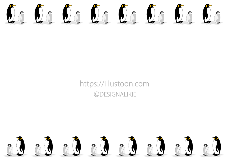 Parent and Child Penguins Border