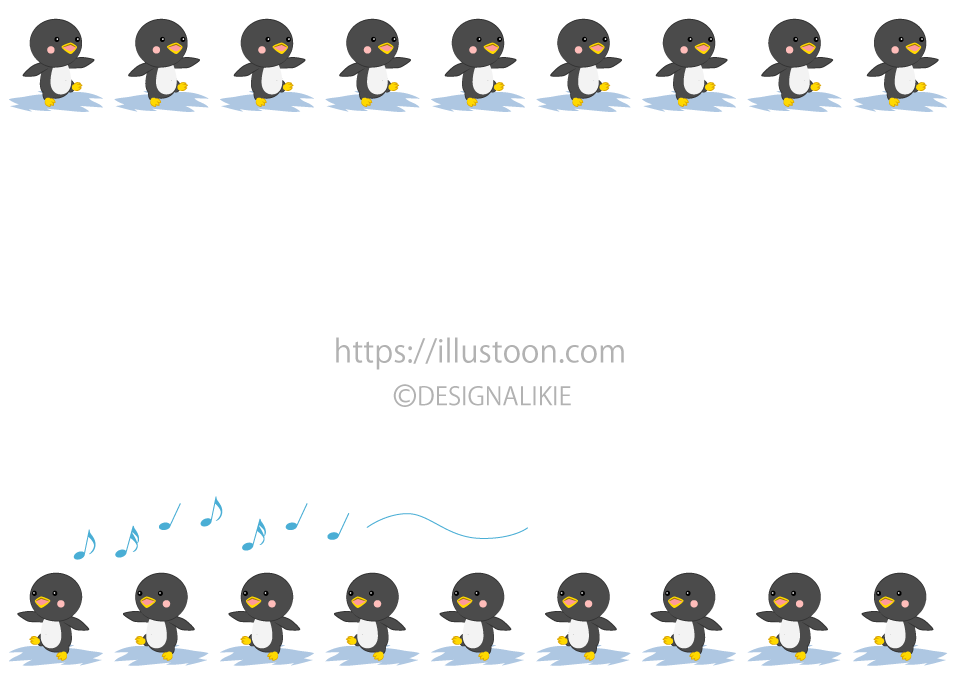 Frontera de pingüinos padres e hijos