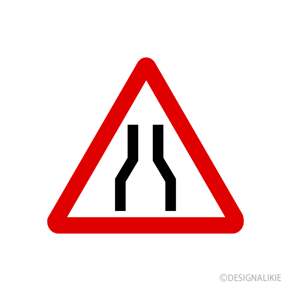 Road Narrows on Both Sides Caution Sign