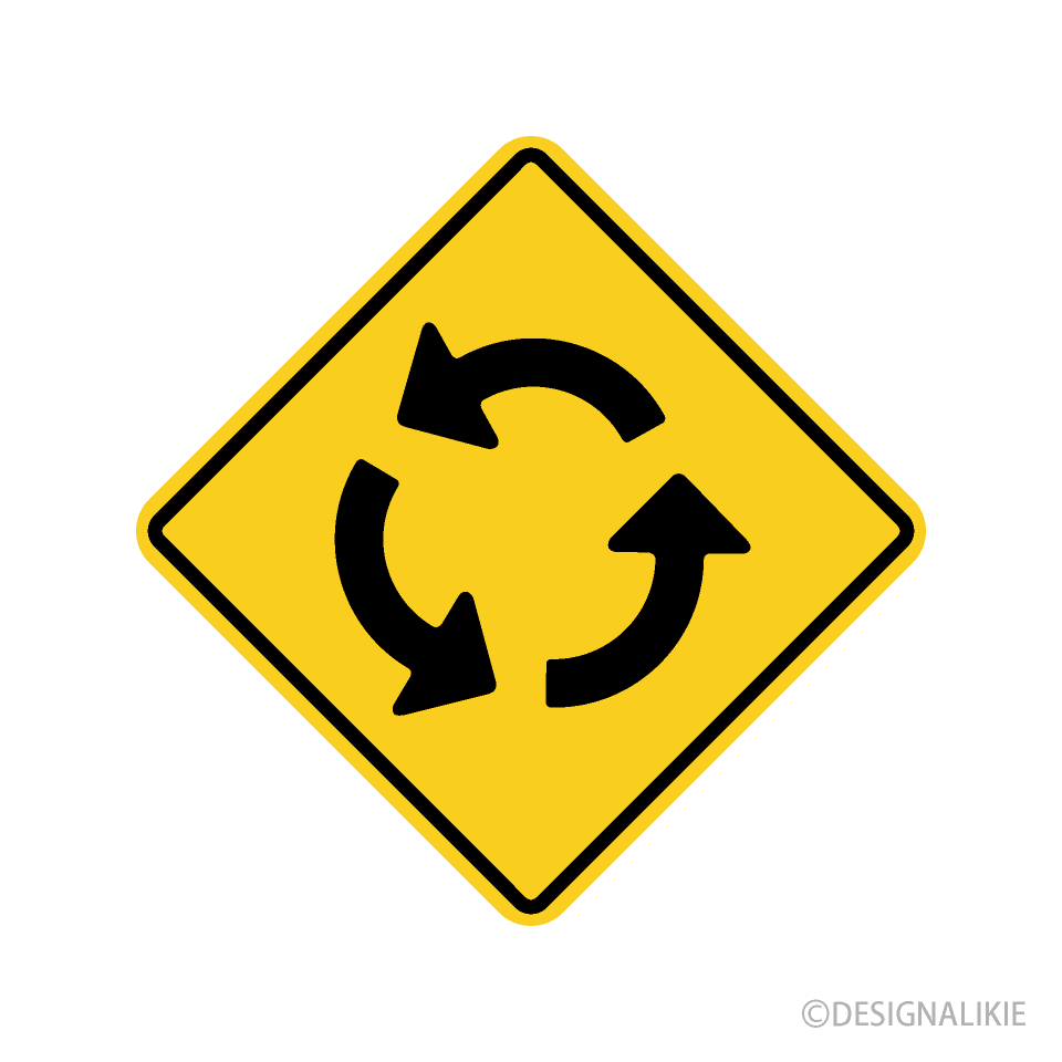 Roundabout Warning Sign