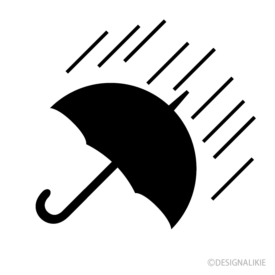 Heavy Rain and Umbrella Silhouette
