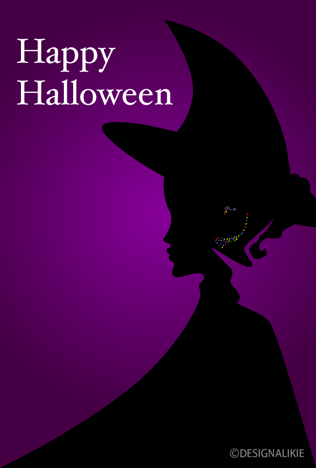 Witch Silhouette Happy Halloween Card
