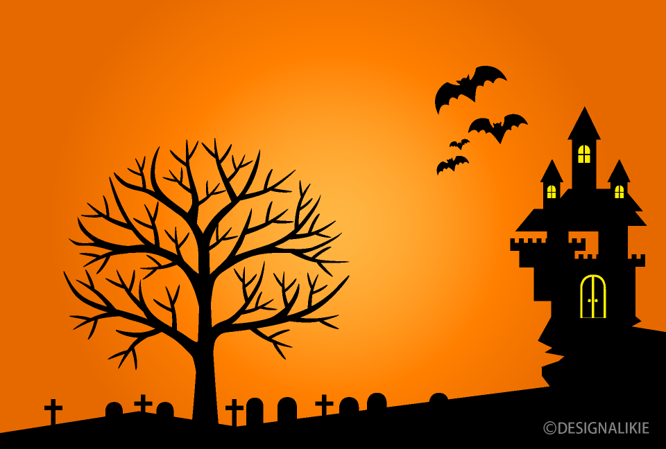 Castle and Graveyard Silhouette Halloween