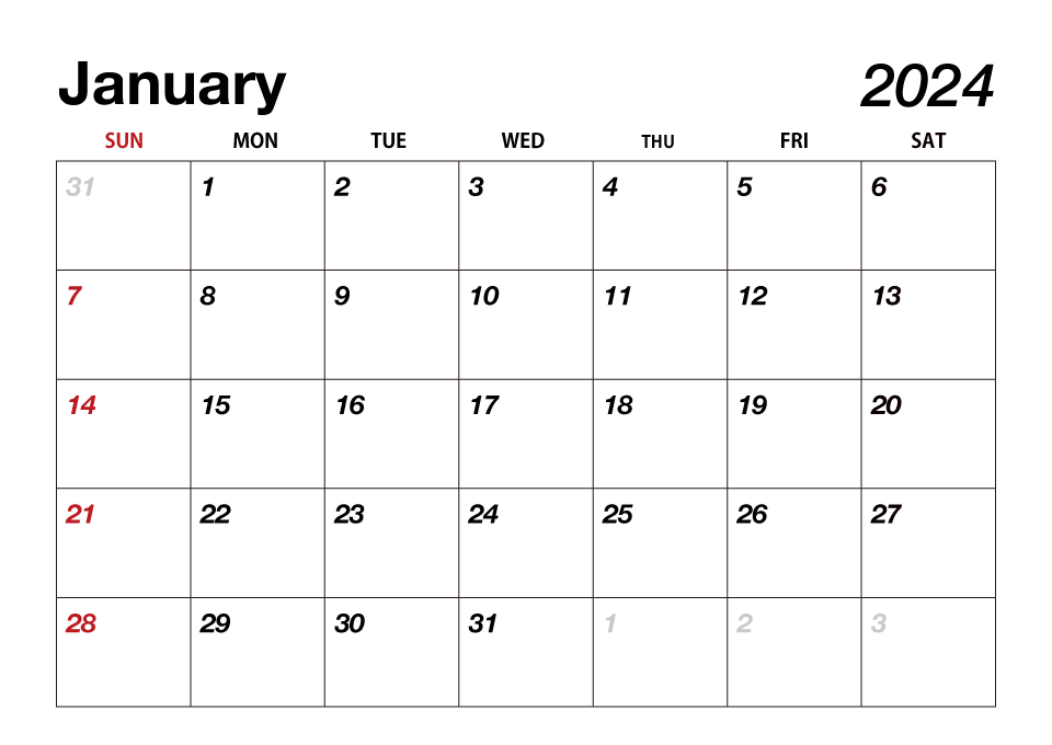 January 2024 Calendar