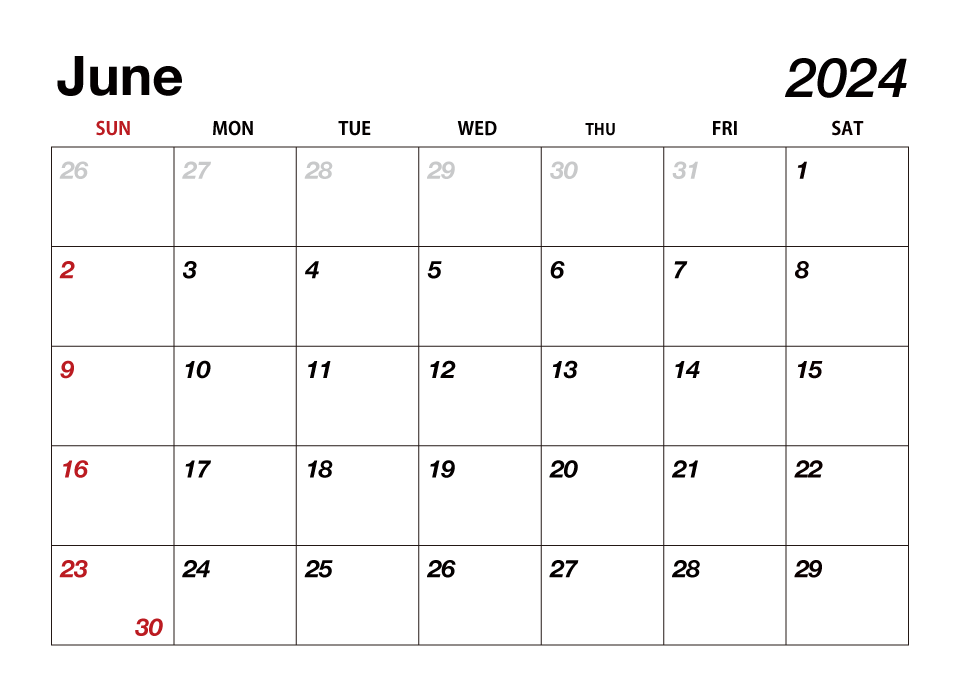 Calendario junio 2024