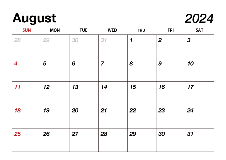 August 2024 Calendar