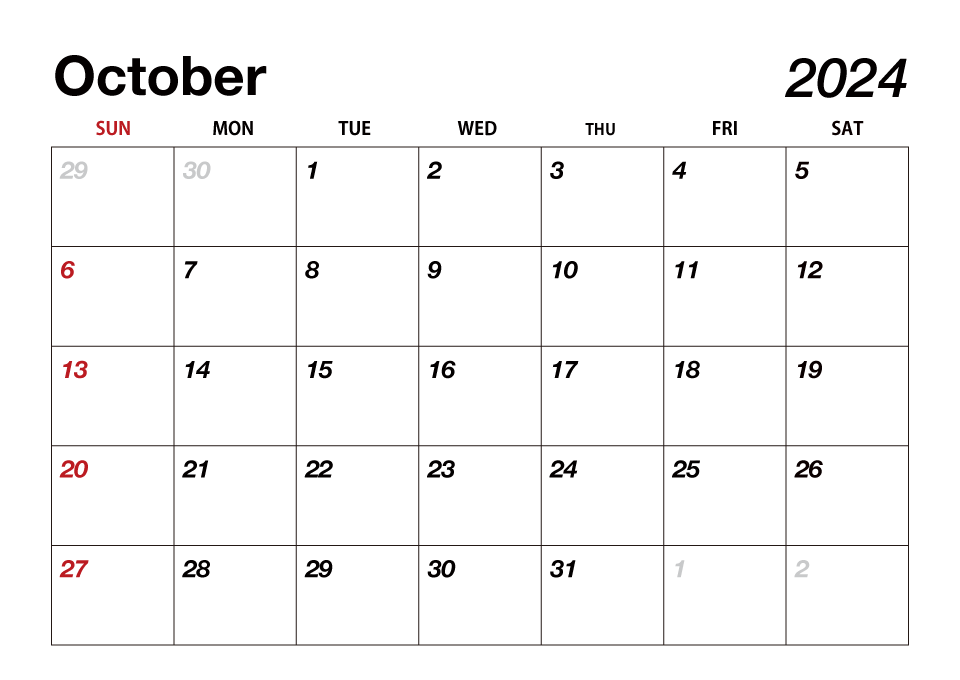 October 2024 Calendar