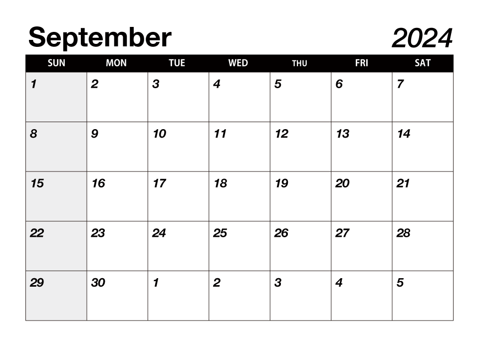 Black September 2024 Calendar