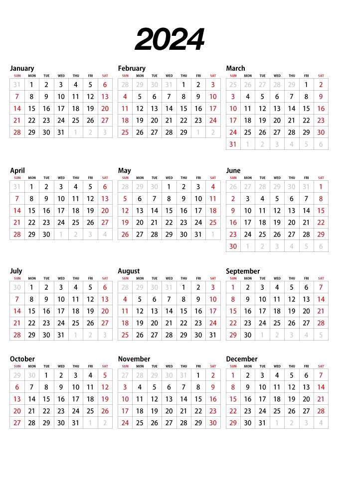 Portrait 2024 Calendar