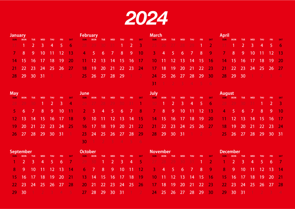 Red 2024 Calendar