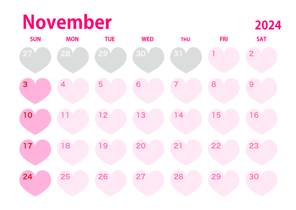 Heart November 2024 Calendar