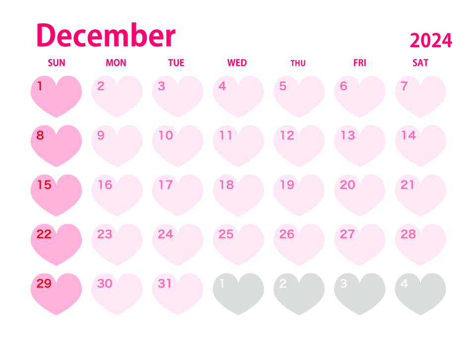 Heart December 2024 Calendar