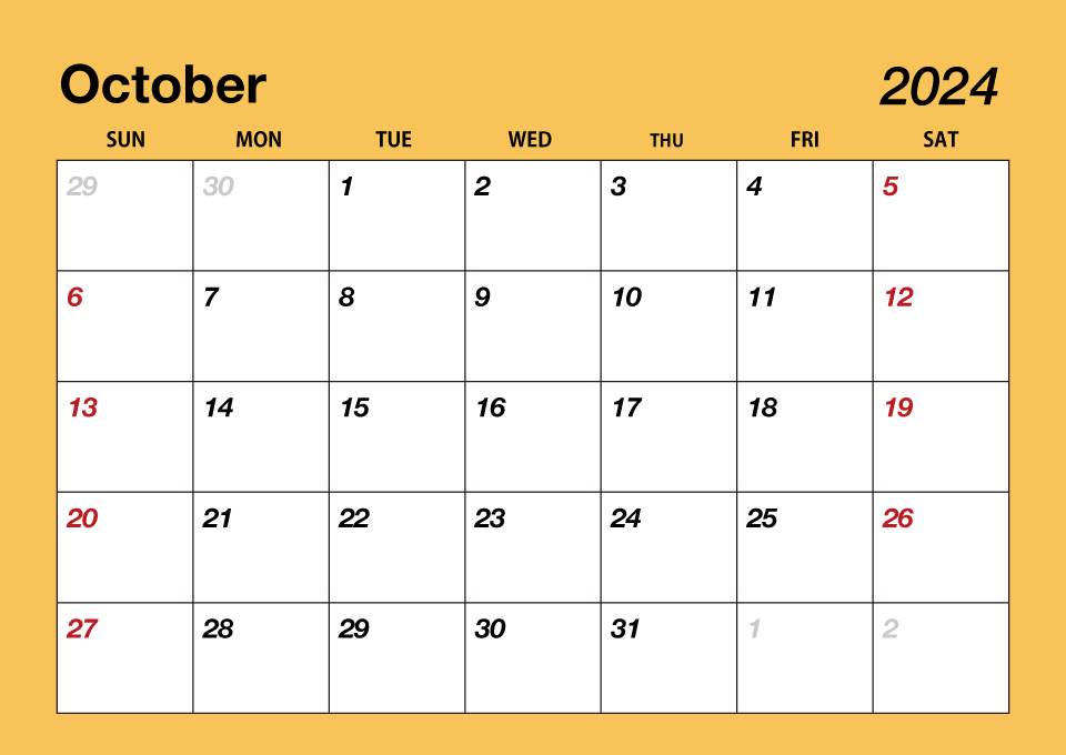 Color October 2024 Calendar