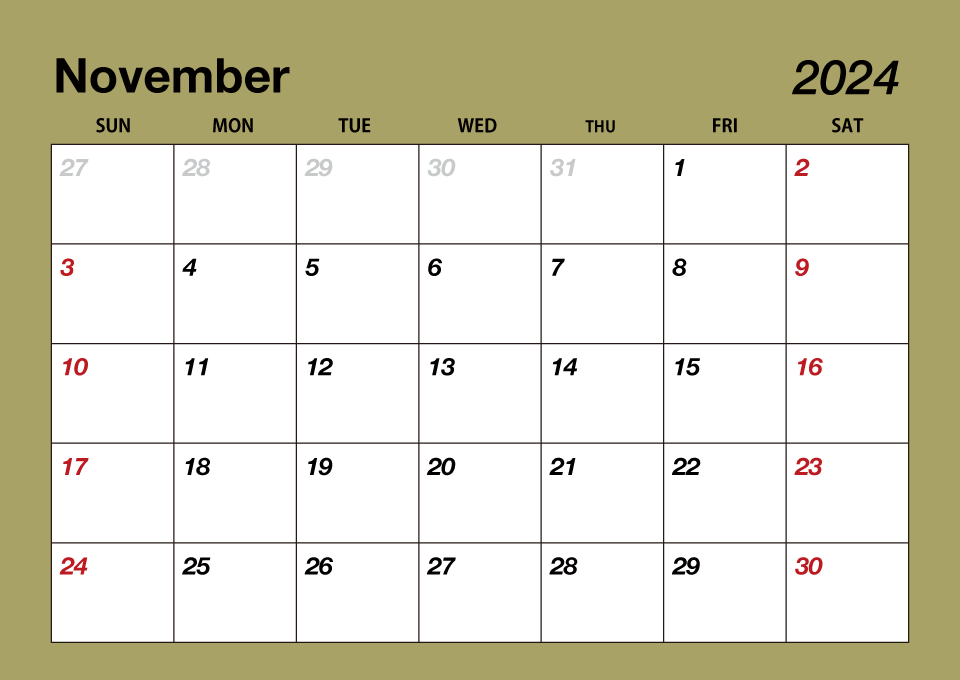 Color November 2024 Calendar