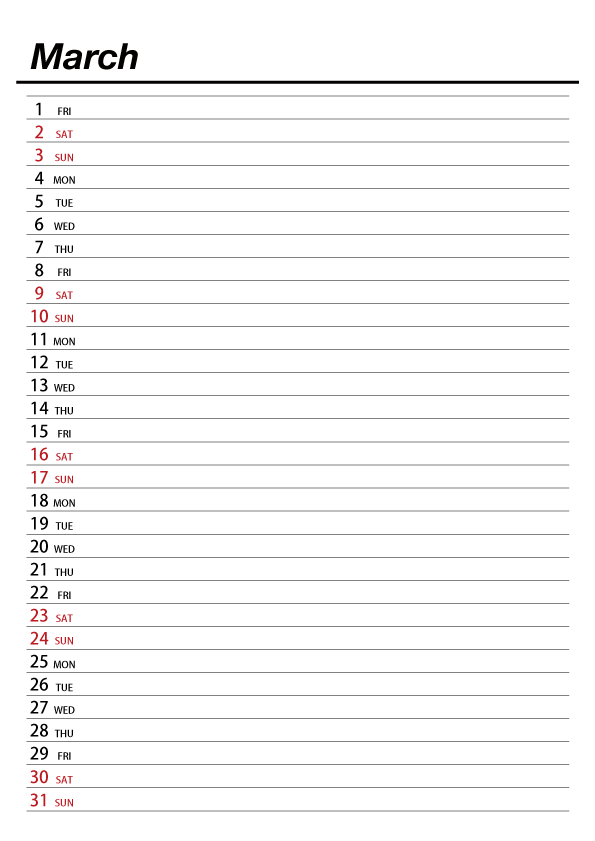 March 2024 Schedule Calendar