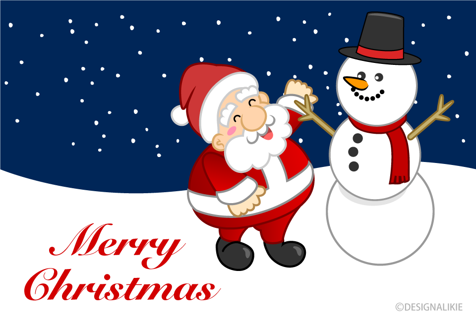 Snowman and Santa Christmas Card